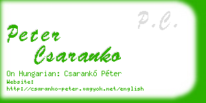peter csaranko business card