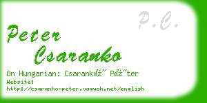 peter csaranko business card